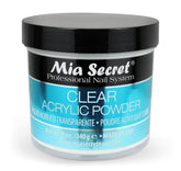 Mia Secret Clear Acrylic Powder 8oz bottle for smooth application and reliable finish.