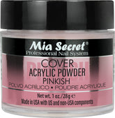 Mia Secret polvo acrílico rosado cubre imperfecciones y da acabado suave.