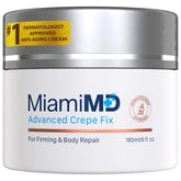 MiamiMD Advanced Crepe Fix bottle showcasing a firming skincare solution for crepey skin