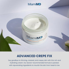 Cream texture close-up highlighting elasticity-boosting formula for neck and body