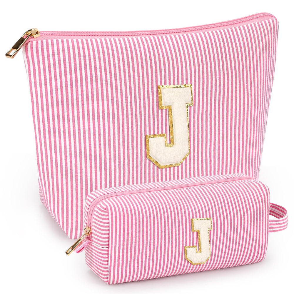 Mibasies two-piece makeup bags set in pink, ideal for travel organization