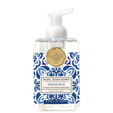 Michel Design Works Indigo Seas foaming hand soap bottle with pump for daily cleansing.