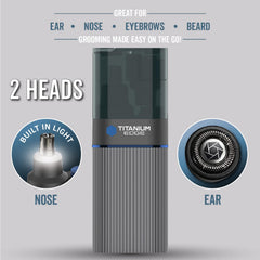 Microtouch Titanium Edge built-in-light illuminates details for safer trimming.