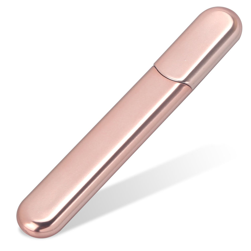 MiDenso apricot glass nail file case for portable grooming on the go.