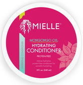 Acondicionador hidratante Mielle Organics Mongongo Oil en bote para cabello suave.