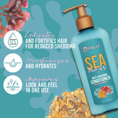 Sea Moss acondicionador para cabello seco, ofrece hidratación profunda y suavidad.