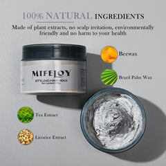 Hands applying Mifeloy wax to create a temporary silver gray hairstyle