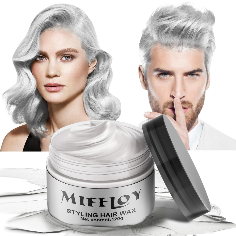 Mifeloy temporary silver white hair spray wax bottle for instant color and styling.