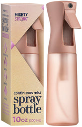 MIGHTY STRONG 10 oz continuous spray bottle for smooth, even hair styling.