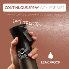 MIGHTY STRONG ultra-fine mist sprayer delivers even coverage for hair.