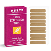 MIILYE hair extension tape tabs shown on a silicone weft for strong hold.