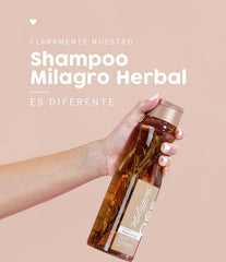Milagros Herbal Shampoo close-up of rosemary and ginger pieces, highlighting natural extracts for healthier hair.