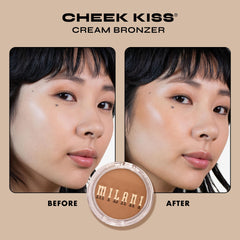 Milani Cheek Kiss crema-bronzer aplicación con dedos para difuminar.
