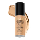Milani Conceal + Perfect 2-in-1 foundation bottle offers long-lasting coverage for an even complexion.