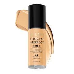 Milani Conceal + Perfect, botella con aplicador para ojeras y rojeces, acabado natural.