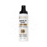 Milani spray fijador con FPS30 protegiendo la piel durante el dia