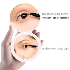 Milishow LED compact mirror 10x magnification close-up for detail work on the go