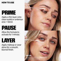 Milk Makeup Hydro Grip Eye Primer hydration boost with visible glow on eyelid
