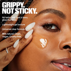 Milk Makeup Hydro Grip Primer clear gel dispensed on skin for dewy finish