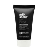 Milk Shake icy blond acondicionador, botella derramando, ayuda a neutralizar amarillos en rubios platinados.