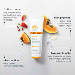 milk-shake moisture & more conditioner applied to hair for detangling