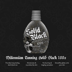 Millennium Tanning Solid Black 100X lotion swirl shows creamy texture for smooth application.