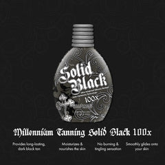 Millennium Tanning Solid Black 100X used outdoors for a sun-kissed glow.