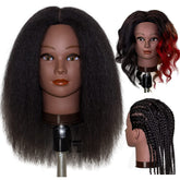 MILLYSHINE 16 inch mannequin head natural black for versatile practice sessions