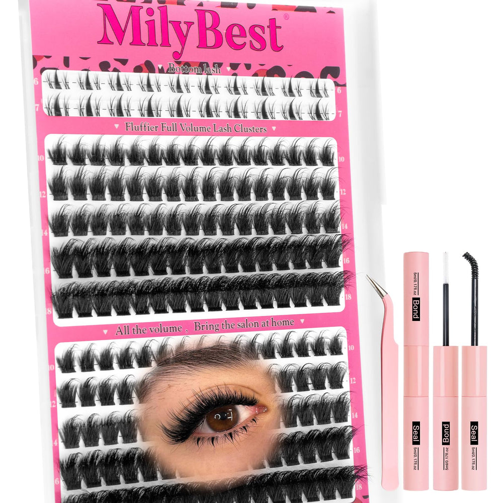 MilyBest Cove Lash Clusters tray close-up for natural-looking at-home extensions.