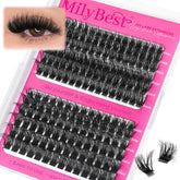 MilyBest Fluffy Lash Clusters pack showing D-curl volume and lightweight fibers for all-day lift