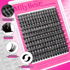 MilyBest Lash Clusters Kit dual-ended glue with bond and seal for lasting wear.