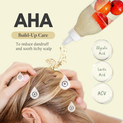 mimosu label ingredients close-up showing rice water and ACV for scalp balance