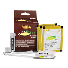 MinaiBrow Mina ibrow coloración cabello castaño medio para canas, acabado natural.