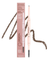 Mineral Fusion lápiz cejas retráctil marrón oscuro, definición natural y color duradero.