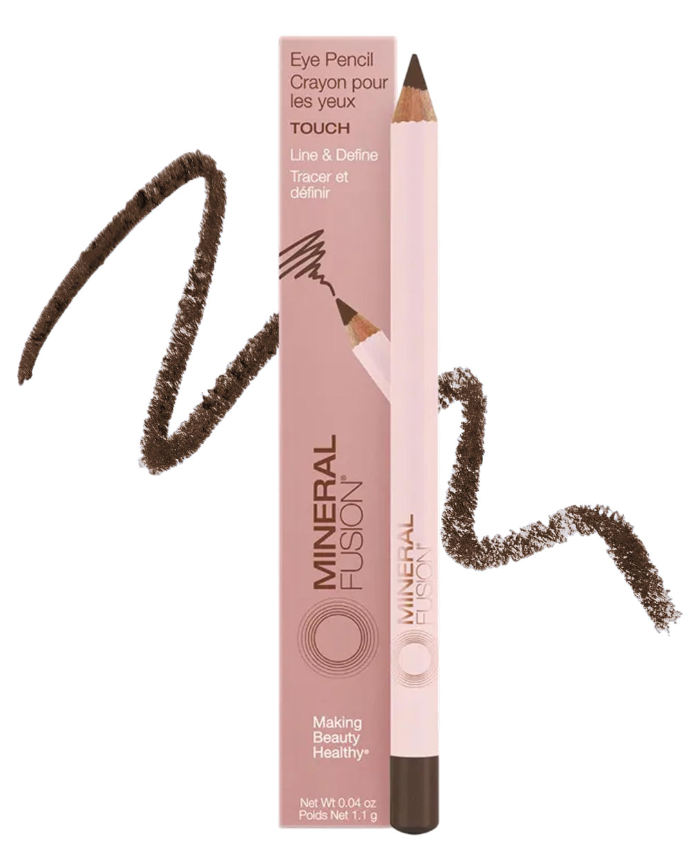 Lapiz-ojos Mineral Fusion delineado oscuro marron para un aspecto natural.