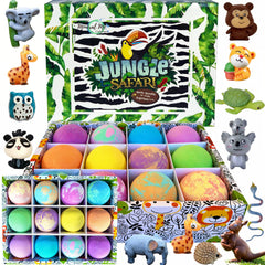 Mineral Me California bath bombs with surprise inside reveal animals during bath time.