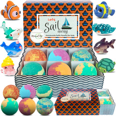 Mineral Me California bath bombs with toy inside reveal colorful fun for kids' bath time