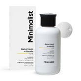 Minimalist ALA & AHA limpiador en botella brillante para un tono más uniforme.