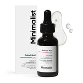 Sérum Minimalist ácido salicílico 2% en botella de 30 ml para poros limpios y piel clara.
