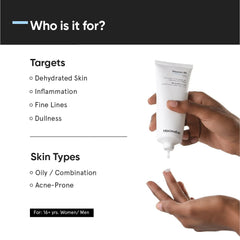 Minimalist Vitamina B5 10% gel ligero, se absorbe rápido en el rostro.