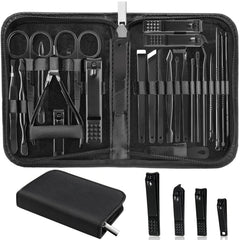 MINKINH manicure set in black case open for travel-ready nail care