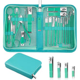 MINKINH Travel Manicure Set green case closed, organized for on-the-go grooming