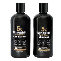 Minoxidil Shampoo bottle pour for daily scalp care and fuller-looking hair.