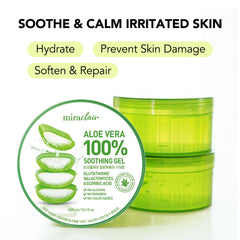 Aplicación facial de MIRACLAIR Aloe Vera Gel para piel suave y fresca.