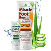 Miracle of Aloe creama de pies 8 oz aplicándose para suavizar talones