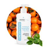 Mirai Body Wash bottle with Persimmon and Green Tea extracts for lasting freshness.