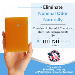 Mirai Persimmon Soap Bar closeup foam shows rich lather and cleansing ease.