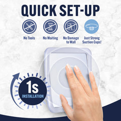 Mirrorvana mirror with triple suction cups securing firmly on smooth surfaces