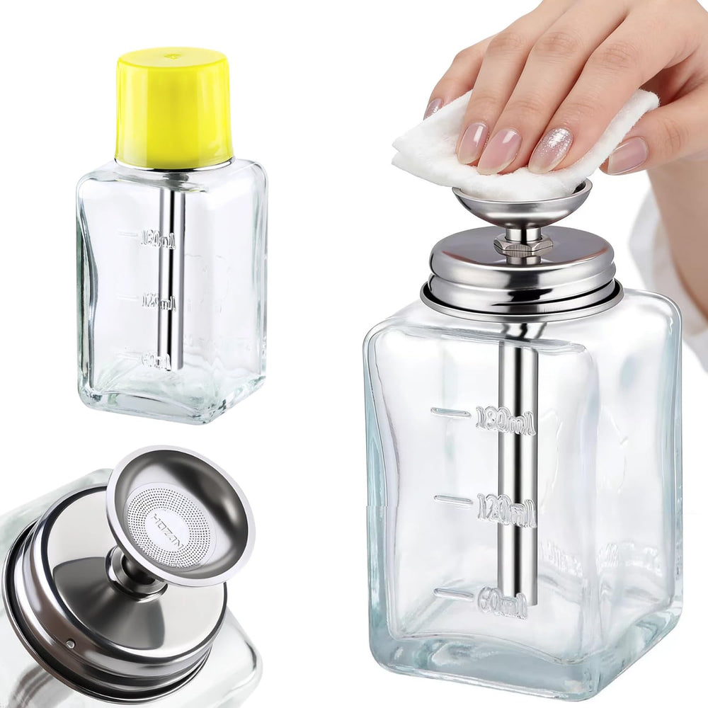 Misforu glass push-down dispenser 6oz square for precise, mess-free dispensing on the go