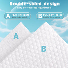 MISHCHI biodegradable cotton wipes with double-sided texture for deep cleanse.